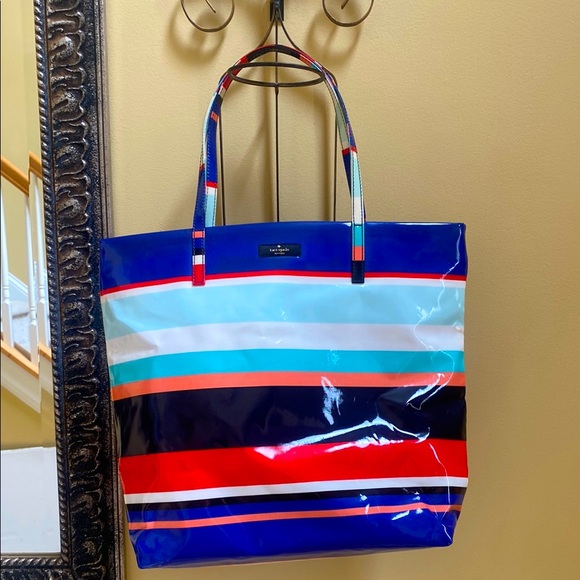 NWT Kate Spade New York Colorful Striped Large  Tote Bag - Picture 1 of 6